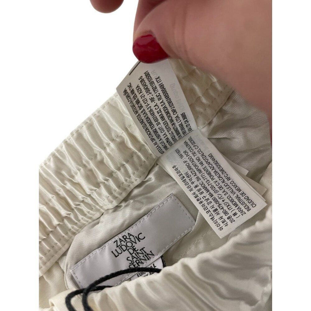 Zara Ludovic De Saint Sernin Womens Pants L White Satin Trousers 9118/604 NWT - Picture 8 of 14